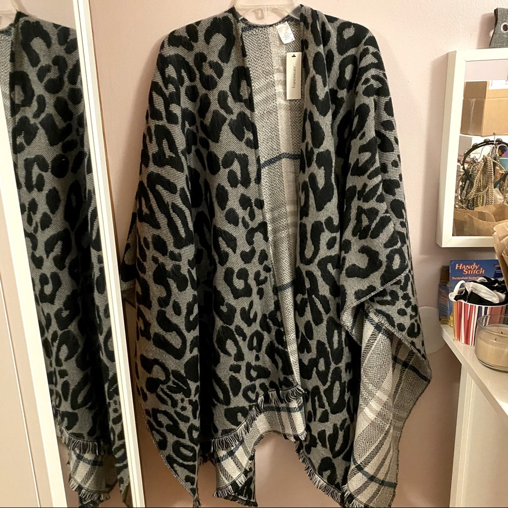Francesca’s Cheetah & Plaid Poncho